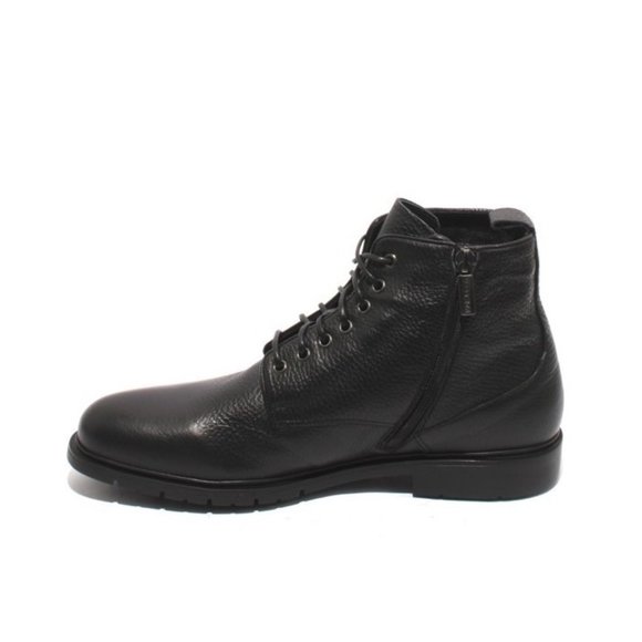 GoodMan 53352 Black Leather Shearling Fur Lace-Up Zip-Up Ankle Boots main image 4